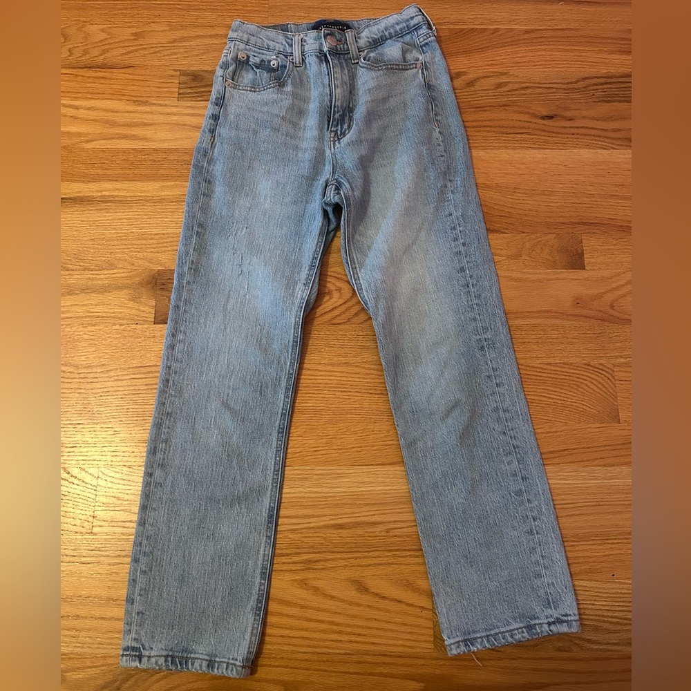 Aeropostale Women’s Stretch Super High Rise Straight Jeans | Light Wash Size 2